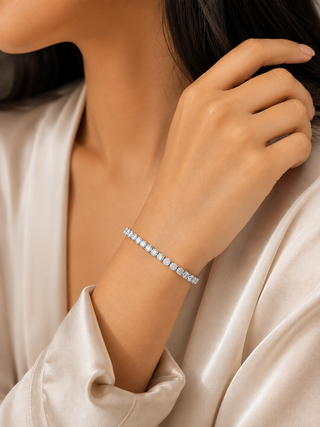 10K White Lab Grown 5.00cttw Round Brilliant Cut Diamond Tennis Bracelet