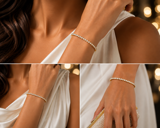 10K Yellow Lab Grown 5.00cttw Round Brilliant Cut Diamond Tennis Bracelet
