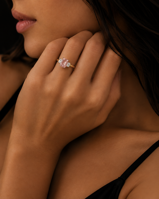 14K Yellow and White Gold Pink Lab Grown Diamond Ring