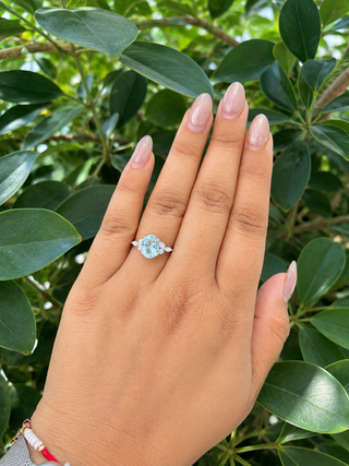 18K Yellow and White Gold Aquamarine and  Diamond Ring