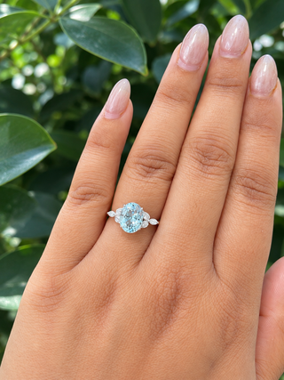 18K Yellow and White Gold Aquamarine and  Diamond Ring
