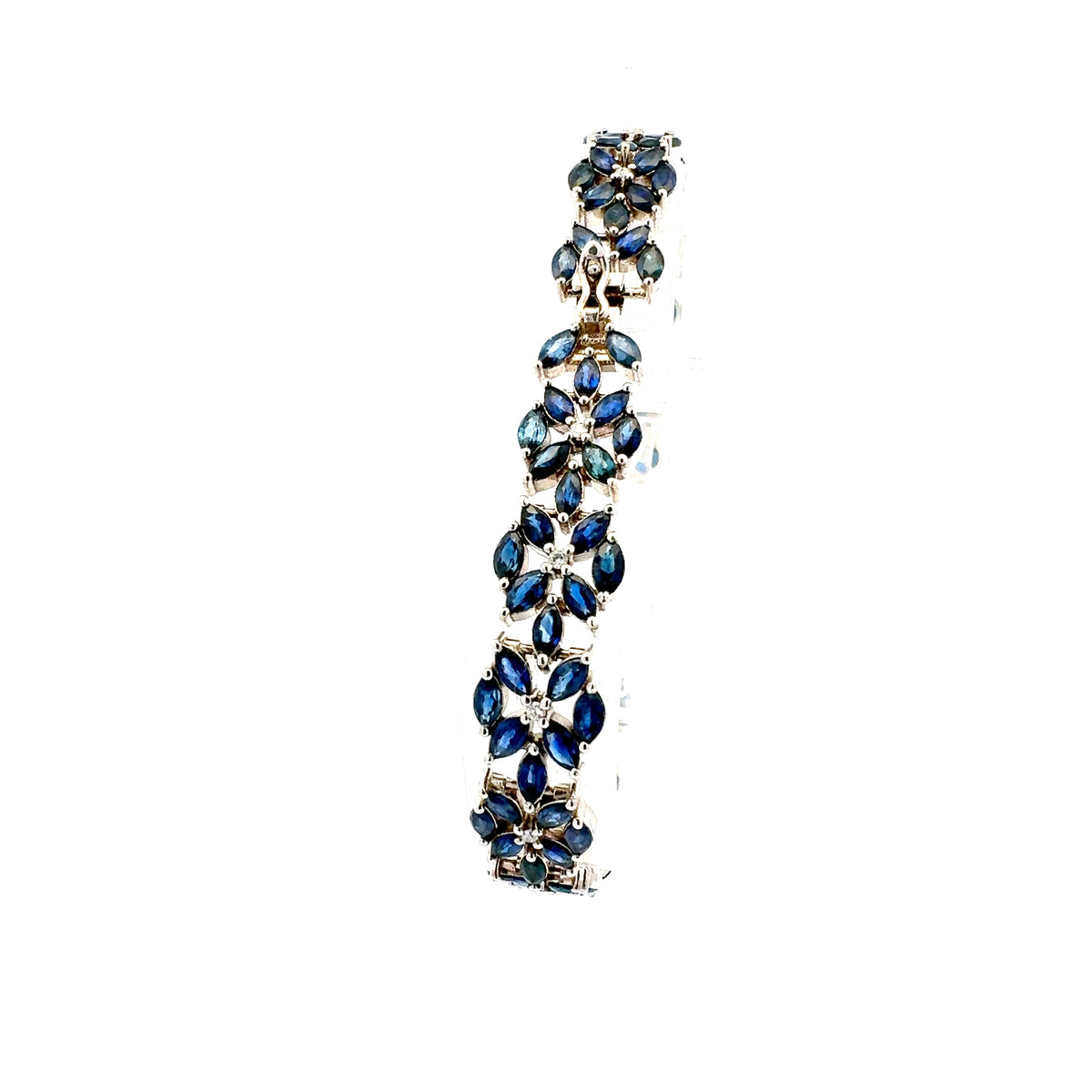 14K White Gold Sapphire and Diamond Bracelet