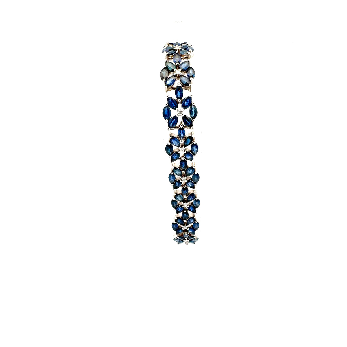 14K White Gold Sapphire and Diamond Bracelet