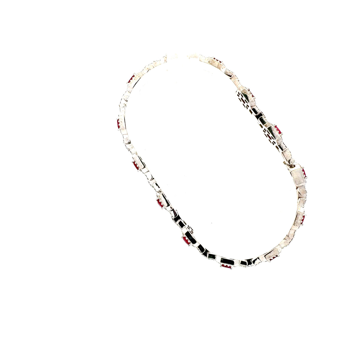 14K White Gold Ruby and Diamond Bracelet