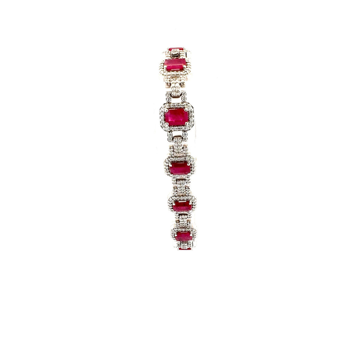 14K White Gold Ruby and Diamond Bracelet