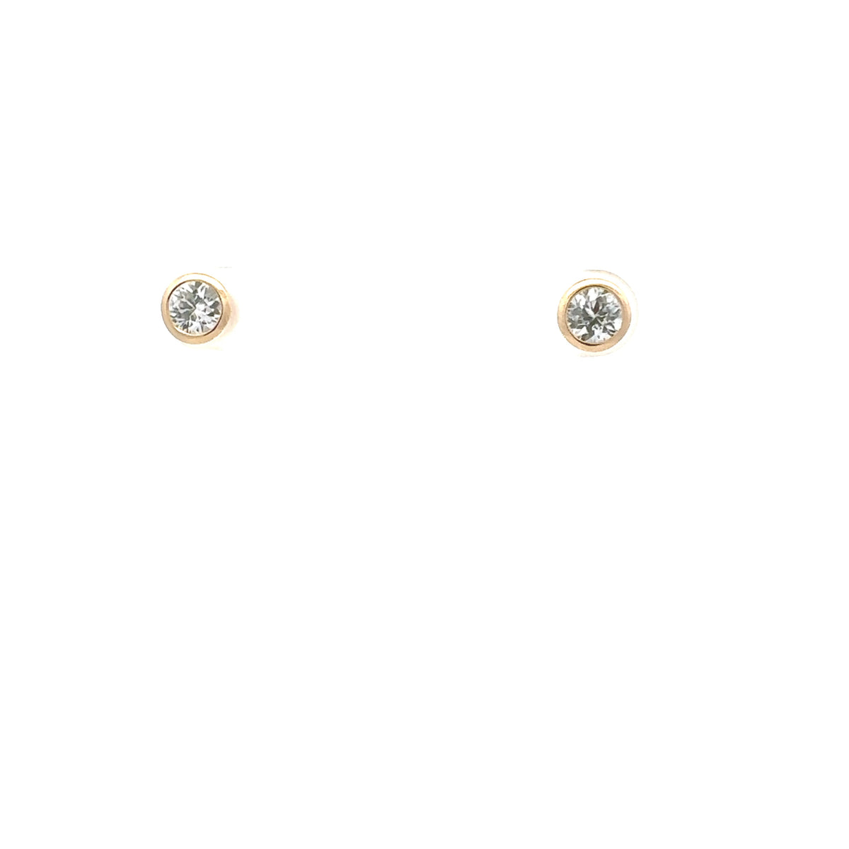 14K Yellow Gold White Zircon Earrings