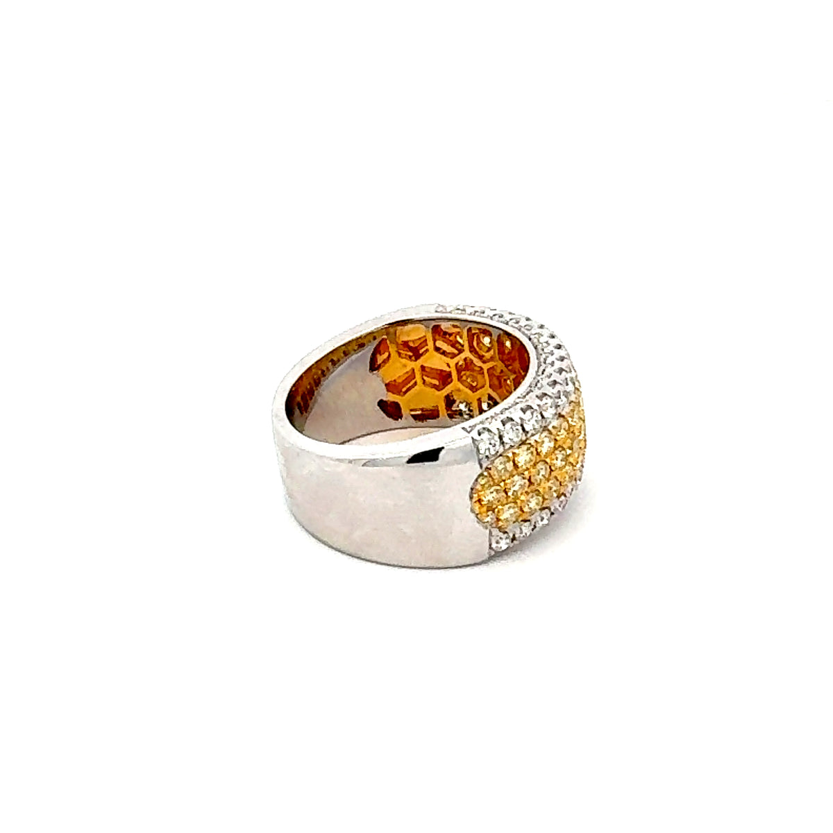 18K White Gold 1.56 cttw Natural Yellow and White Diamond Band