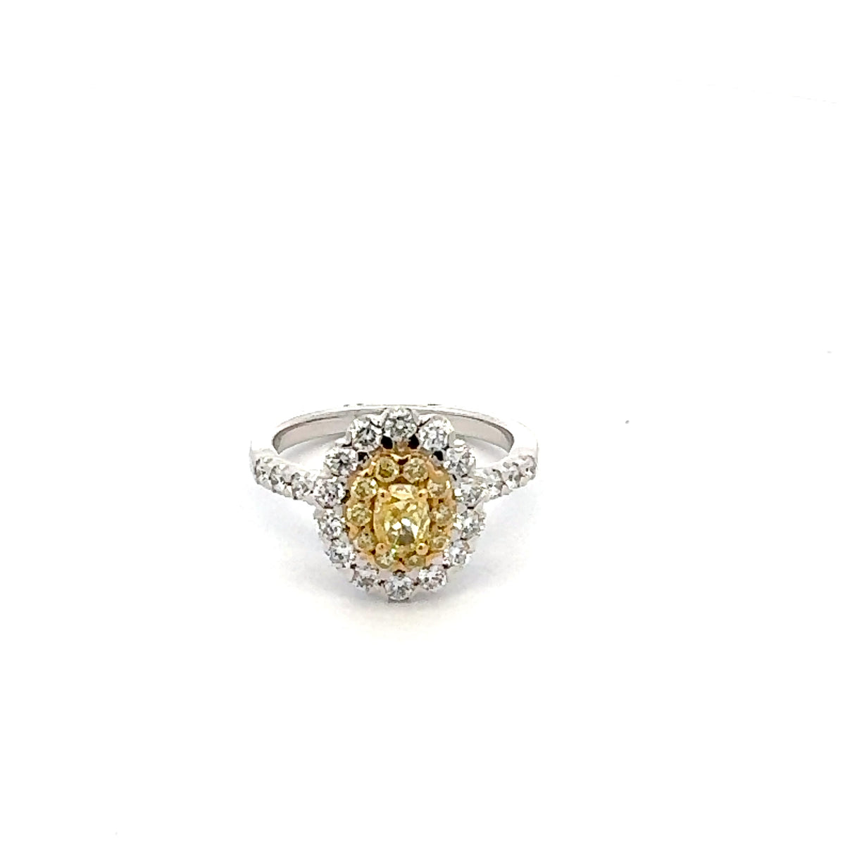 18K White Gold 1.31 cttw Natural Yellow and White Diamond Ring