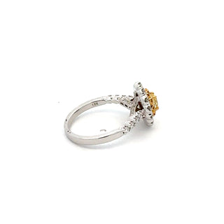 18K White Gold 1.31 cttw Natural Yellow and White Diamond Ring
