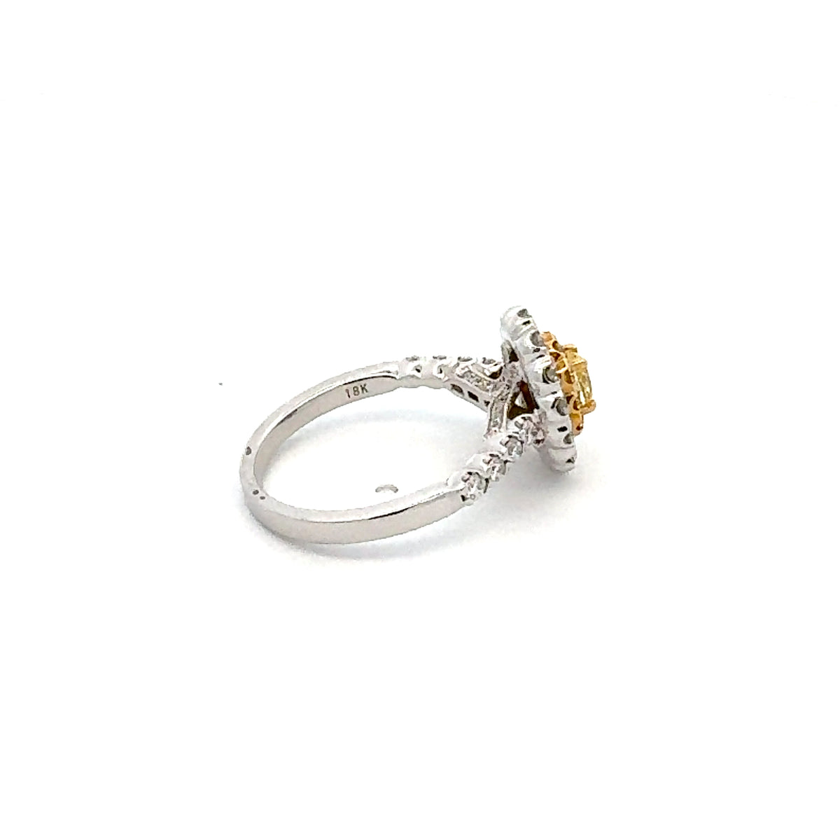 18K White Gold 1.31 cttw Natural Yellow and White Diamond Ring