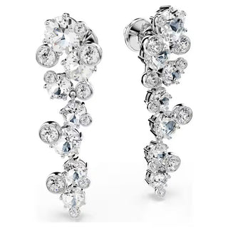 Constella drop earrings Mixed cuts, White, Rhodium plated 5732252