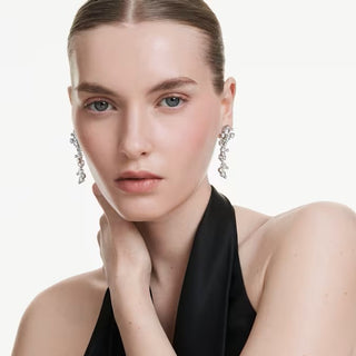 Constella drop earrings Mixed cuts, White, Rhodium plated 5732252