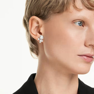 Constella stud earrings, Round cut, White, Rhodium plated 5732253