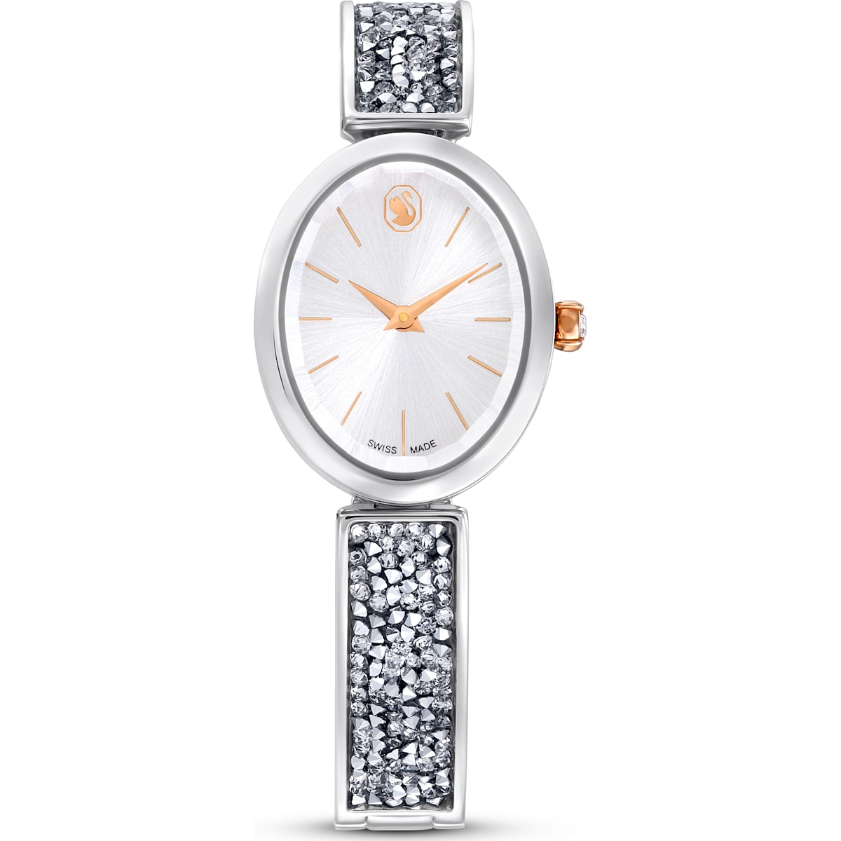 Swarovski Crystal Rock Oval watch, Swiss Made, Crystal bracelet, White, Stainless steel 5656878