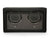 A black leather double watch winder with a cover, featuring two rotating sections for winding watches.