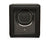 A black WOLF brand single watch winder with a closed cover.