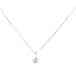 925 Sterling Silver Round Bezel Set Lab Grown Diamond Pendant Necklace