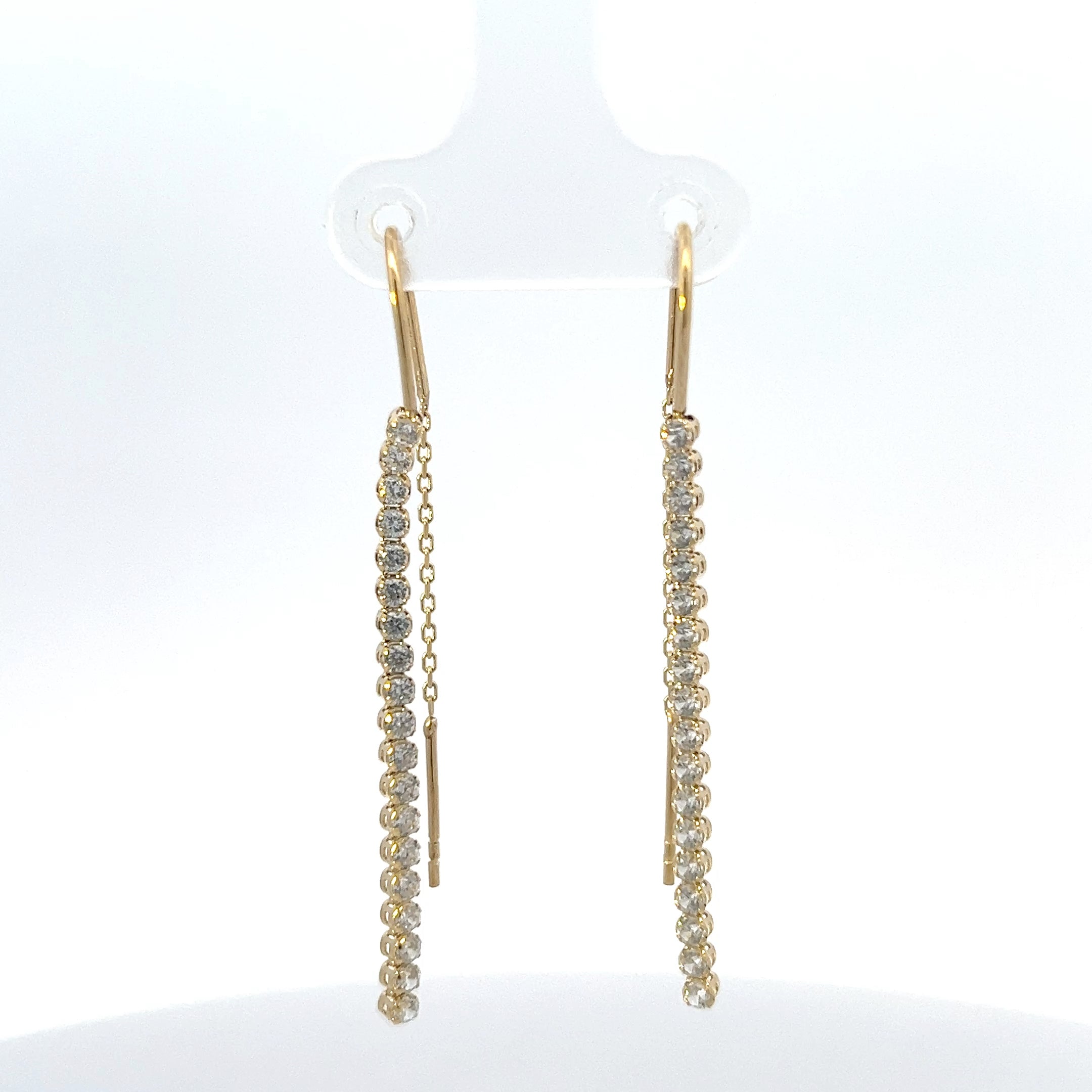 10K Yellow Gold Cubic Zirconia Tennis Earrings