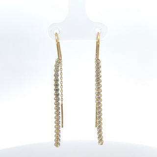 10K Yellow Gold Cubic Zirconia Tennis Earrings
