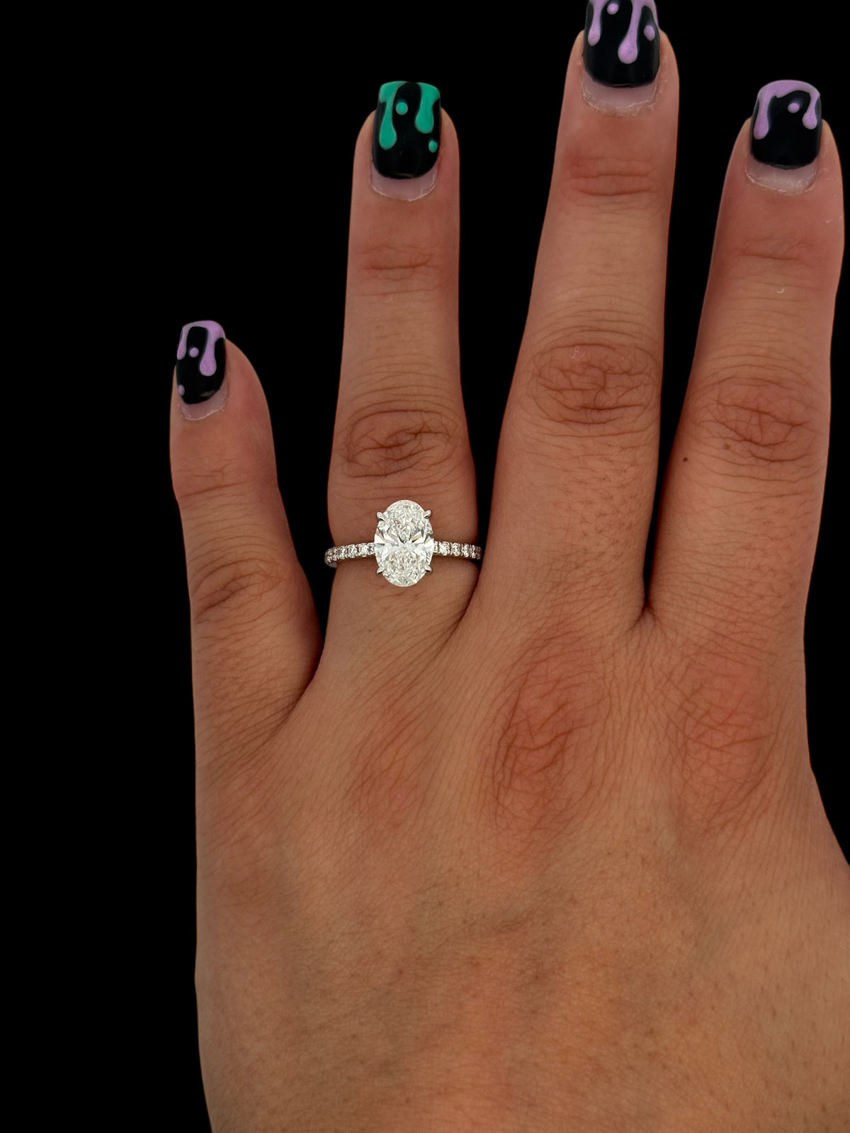 14K Gold Lab Grown Oval Diamond Engagement Ring
