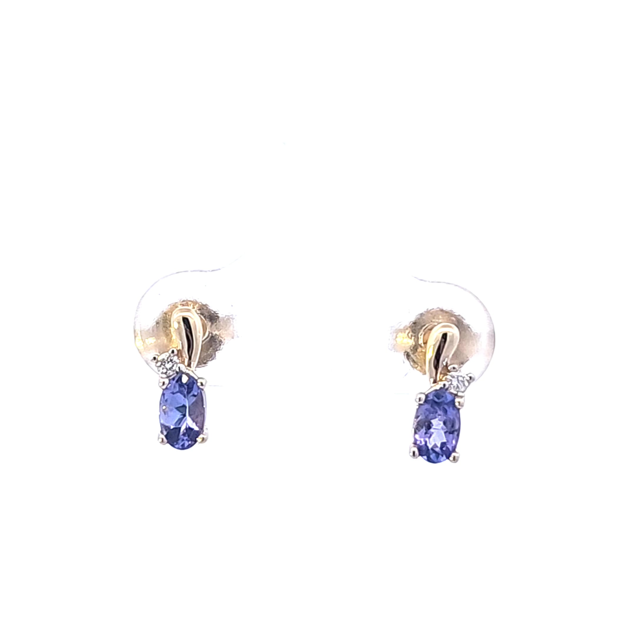 10K Yellow Gold Tanzanite and Diamond Earrings