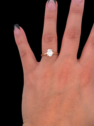 14K Yellow Gold 1.00cttw Lab Grown Oval Diamond Engagement Ring