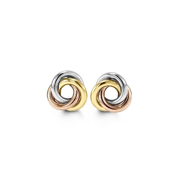 10K Tri Tone Gold Stud Earrings