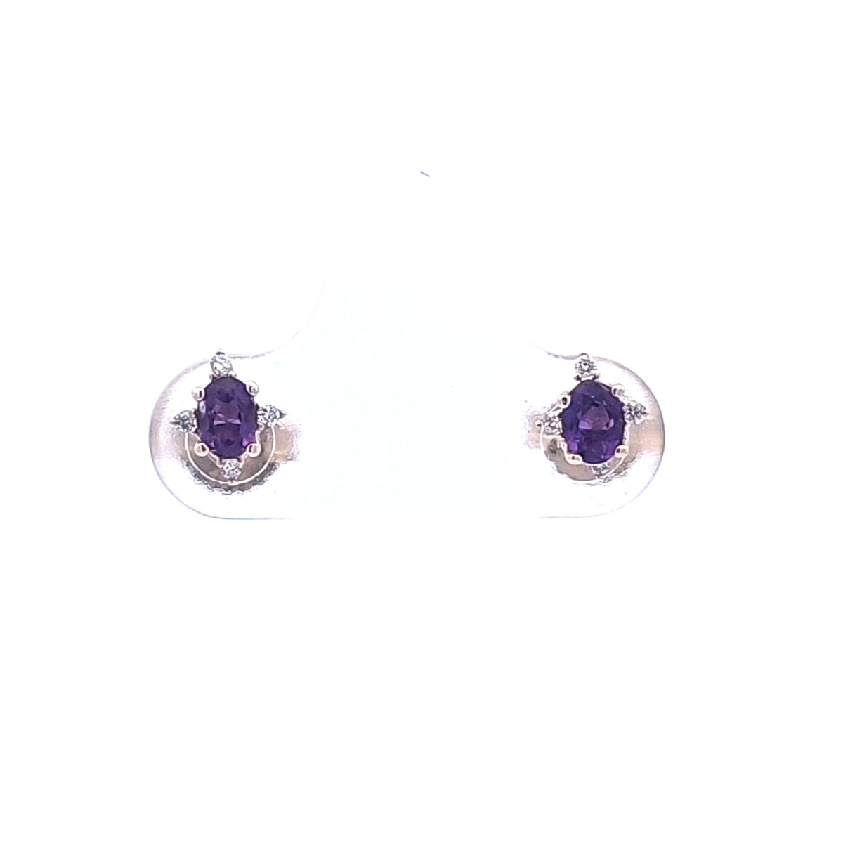 10K Yellow Gold Amethyst and Diamond Earrings