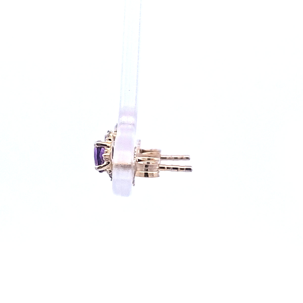 10K Yellow Gold Amethyst and Diamond Earrings