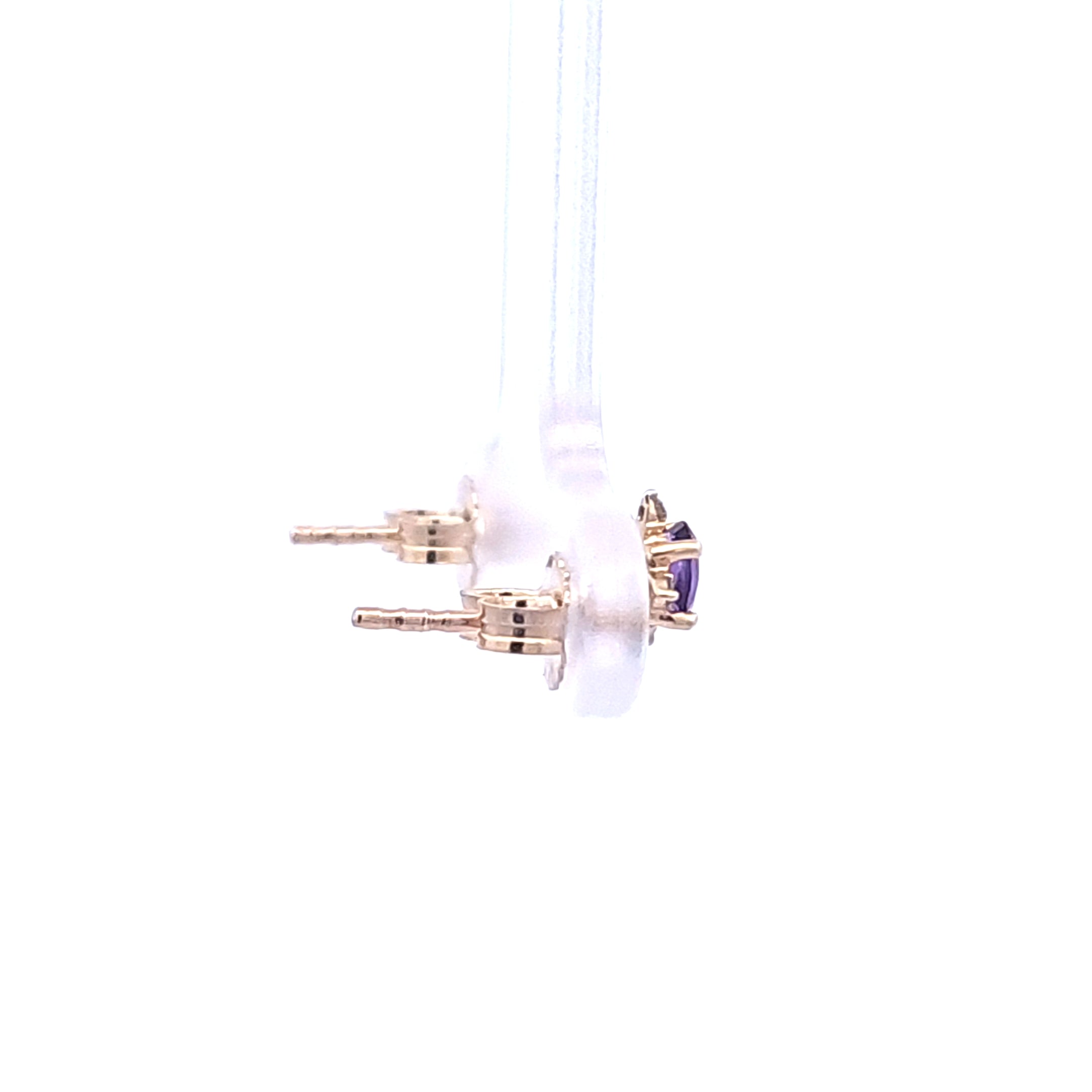 10K Yellow Gold Amethyst and Diamond Earrings