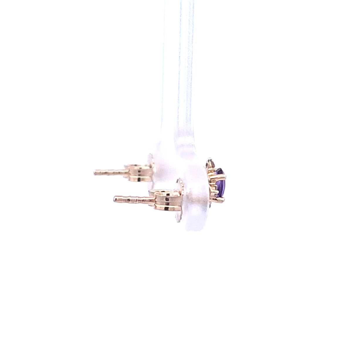 10K Yellow Gold Amethyst and Diamond Earrings