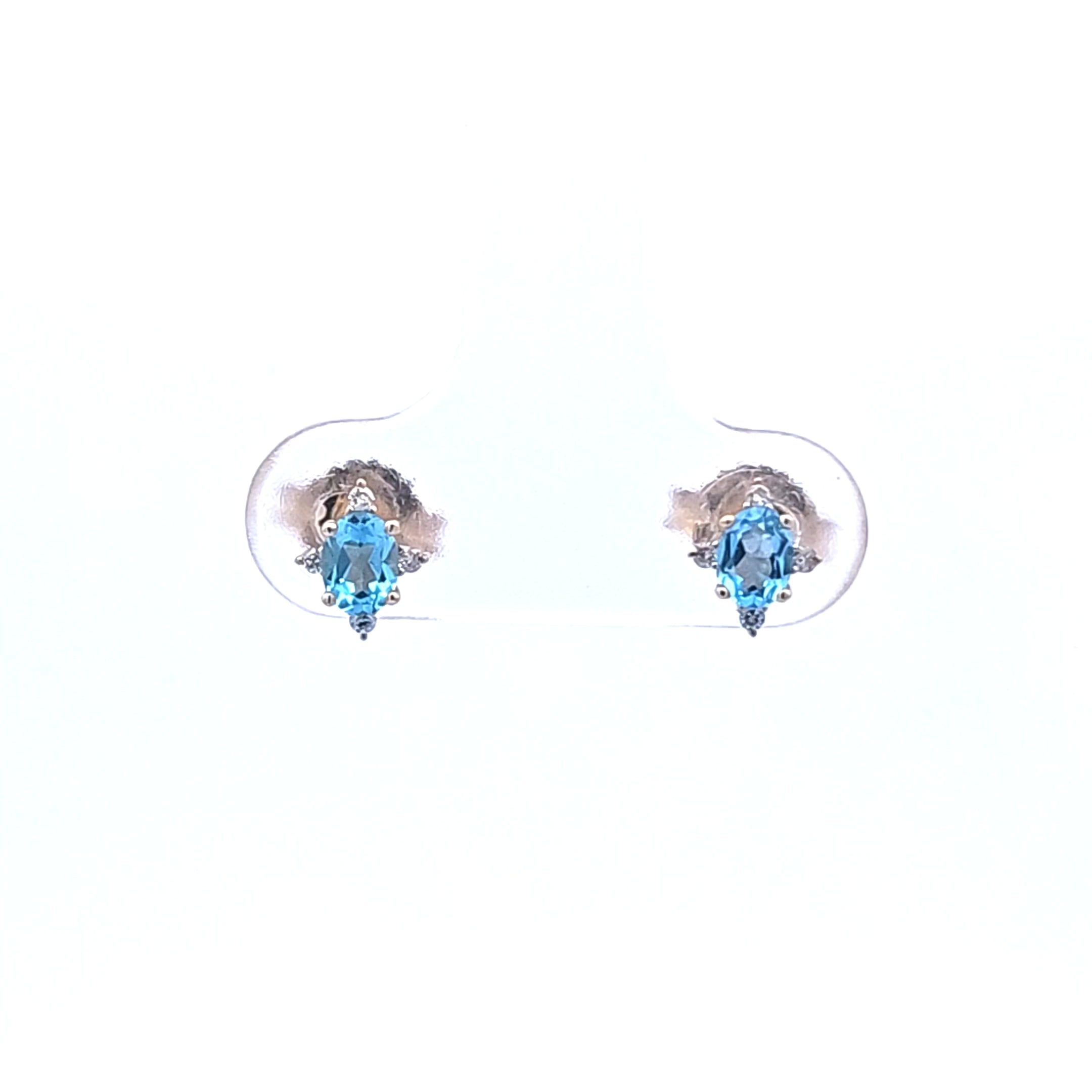 10K Yellow Gold Aquamarine and Diamond Earrings