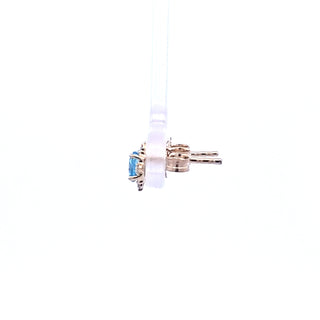 10K Yellow Gold Blue Topaz and Diamond Earrings