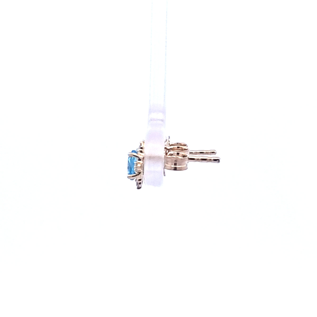 10K Yellow Gold Blue Topaz and Diamond Earrings