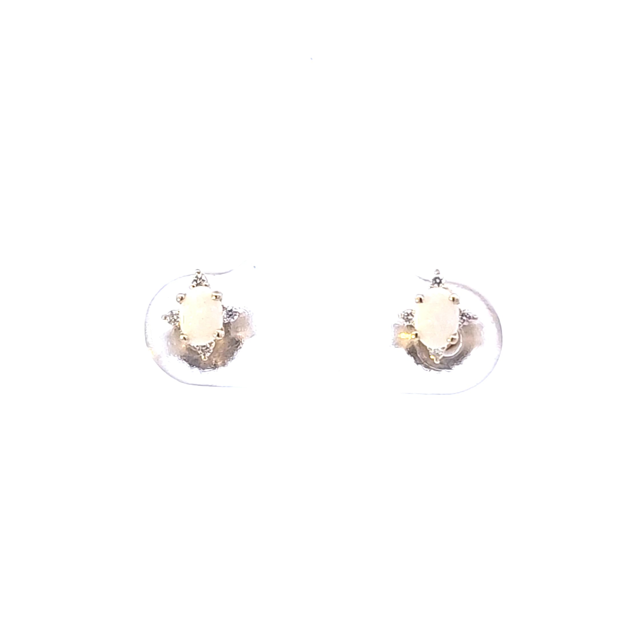 10K Yellow Gold Opal and Diamond Earrings