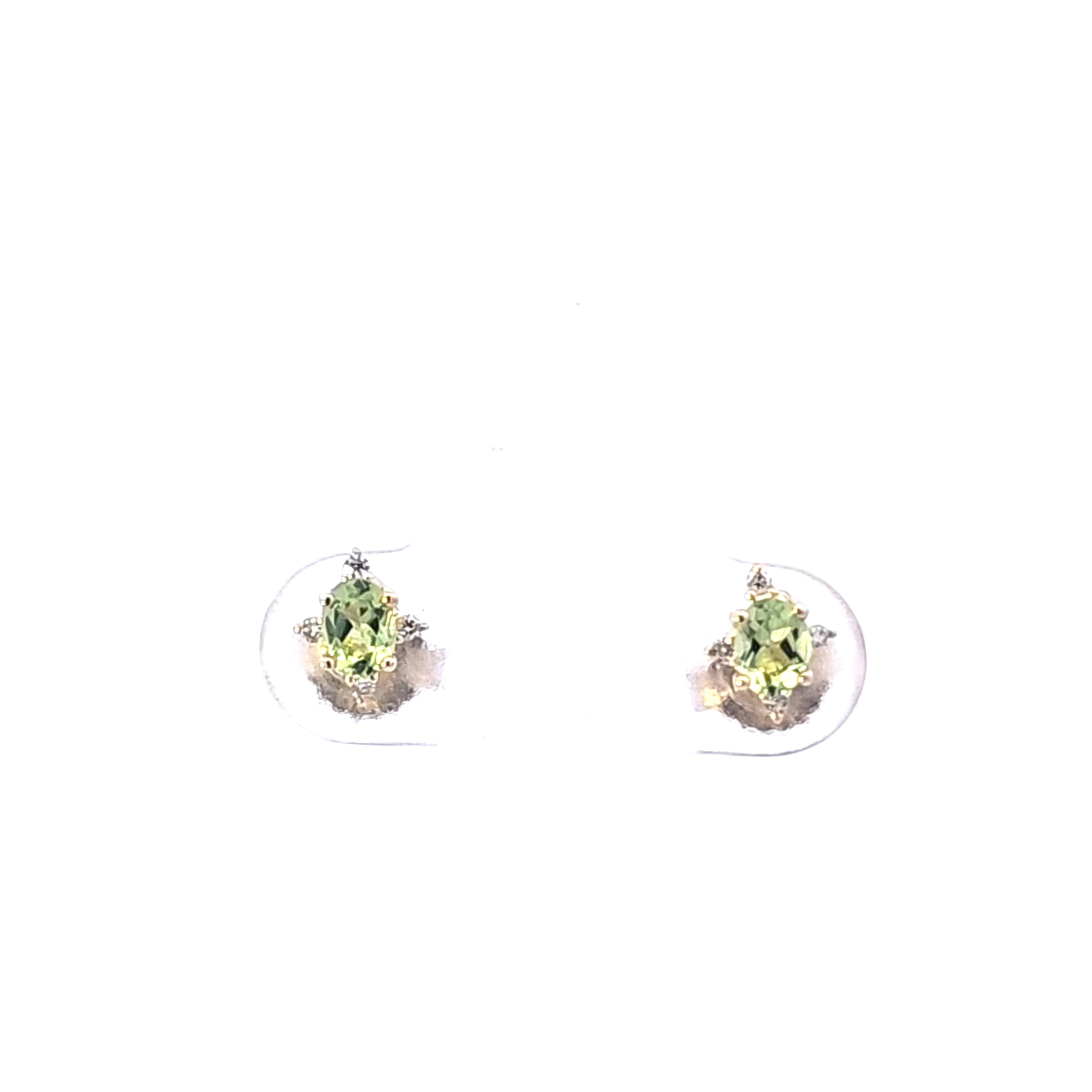 10K Yellow Gold Peridot and Diamond Earrings