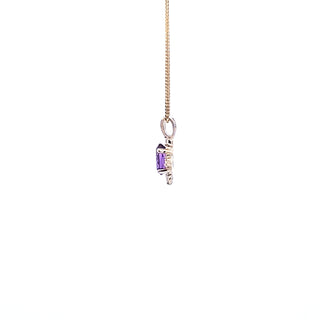 10K Yellow Gold Amethyst and Diamond Pendant - 18"