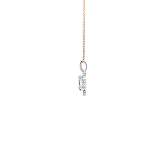 10K Yellow Gold Aquamarine and Diamond Necklace, 18"