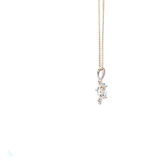 10K Yellow Gold Aquamarine and Diamond Necklace, 18"