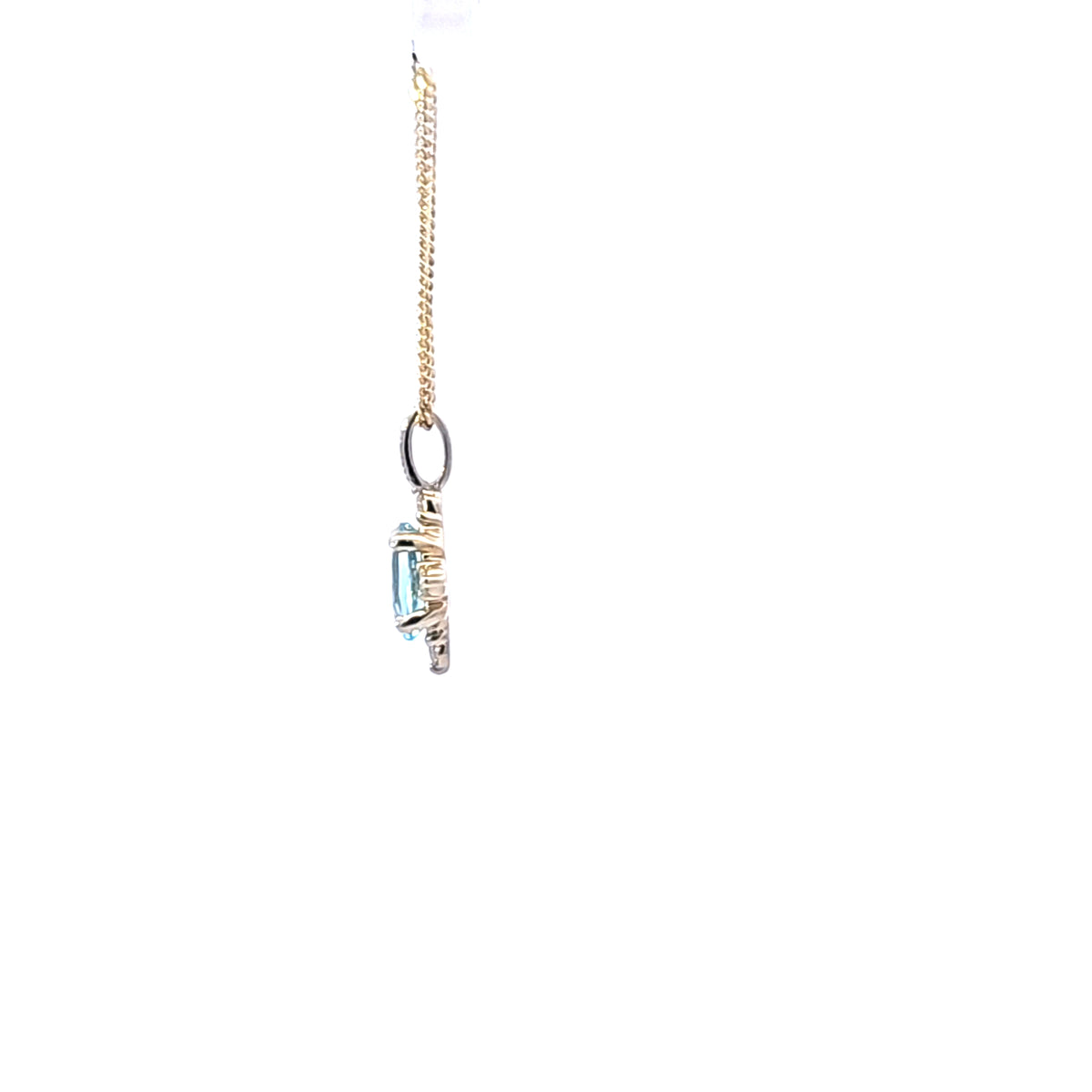 10K Yellow Gold Blue Topaz and Diamond Necklace, 18&quot;