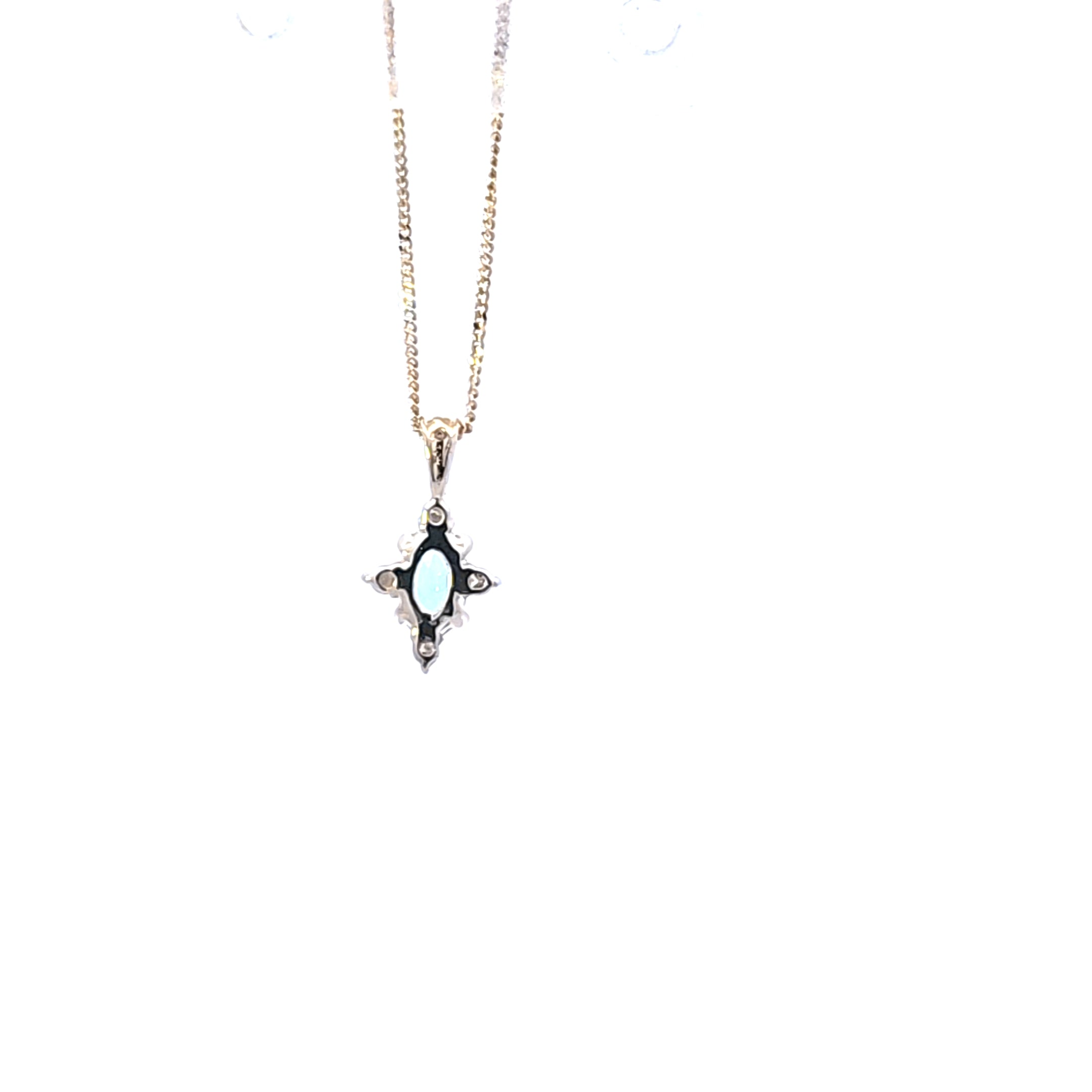 10K Yellow Gold Blue Topaz and Diamond Necklace, 18"