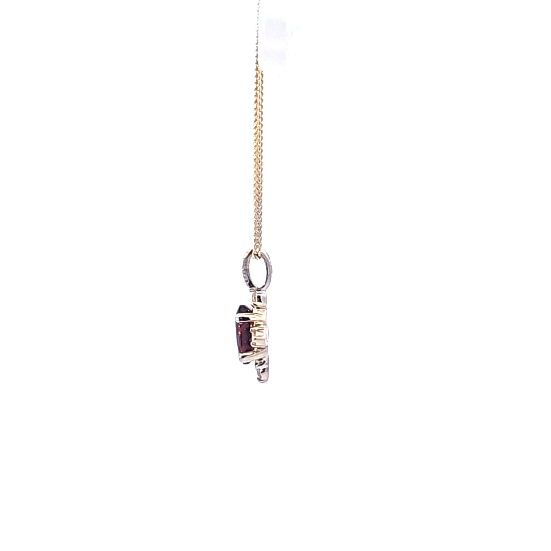 10K Yellow Gold Garnet and Diamond Necklace, 18"