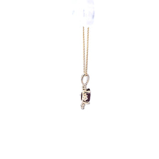 10K Yellow Gold Garnet and Diamond Necklace, 18"