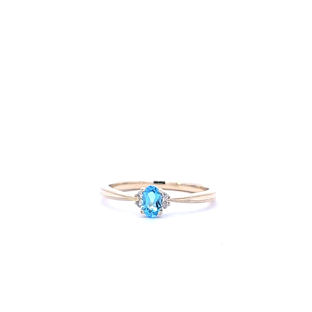 10K Yellow Gold 0.16cttw Blue Topaz and 0.03cttw Diamond Ring