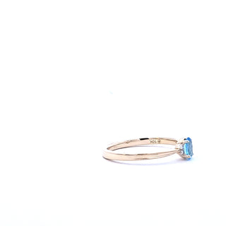 10K Yellow Gold 0.16cttw Blue Topaz and 0.03cttw Diamond Ring