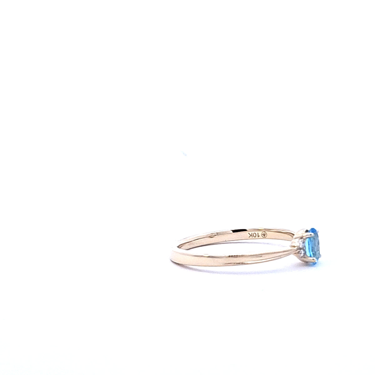 10K Yellow Gold 0.16cttw Blue Topaz and 0.03cttw Diamond Ring