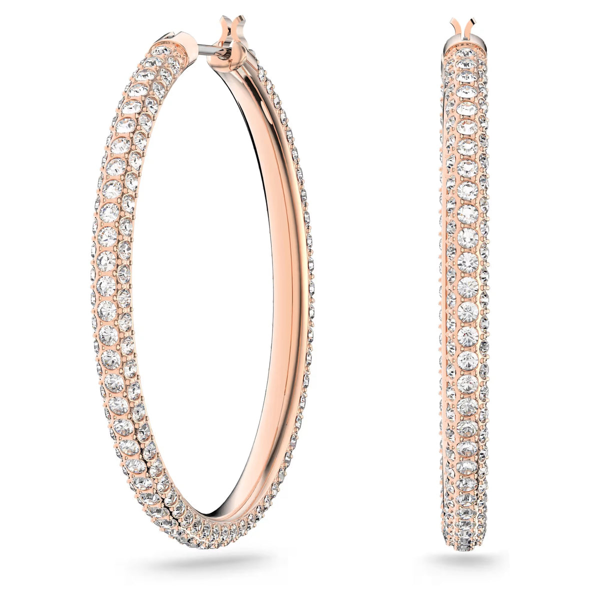 Swarovski Stone Hoop Pierced Earrings, Pink, Rose-Gold Tone Plated 5383938 - Core