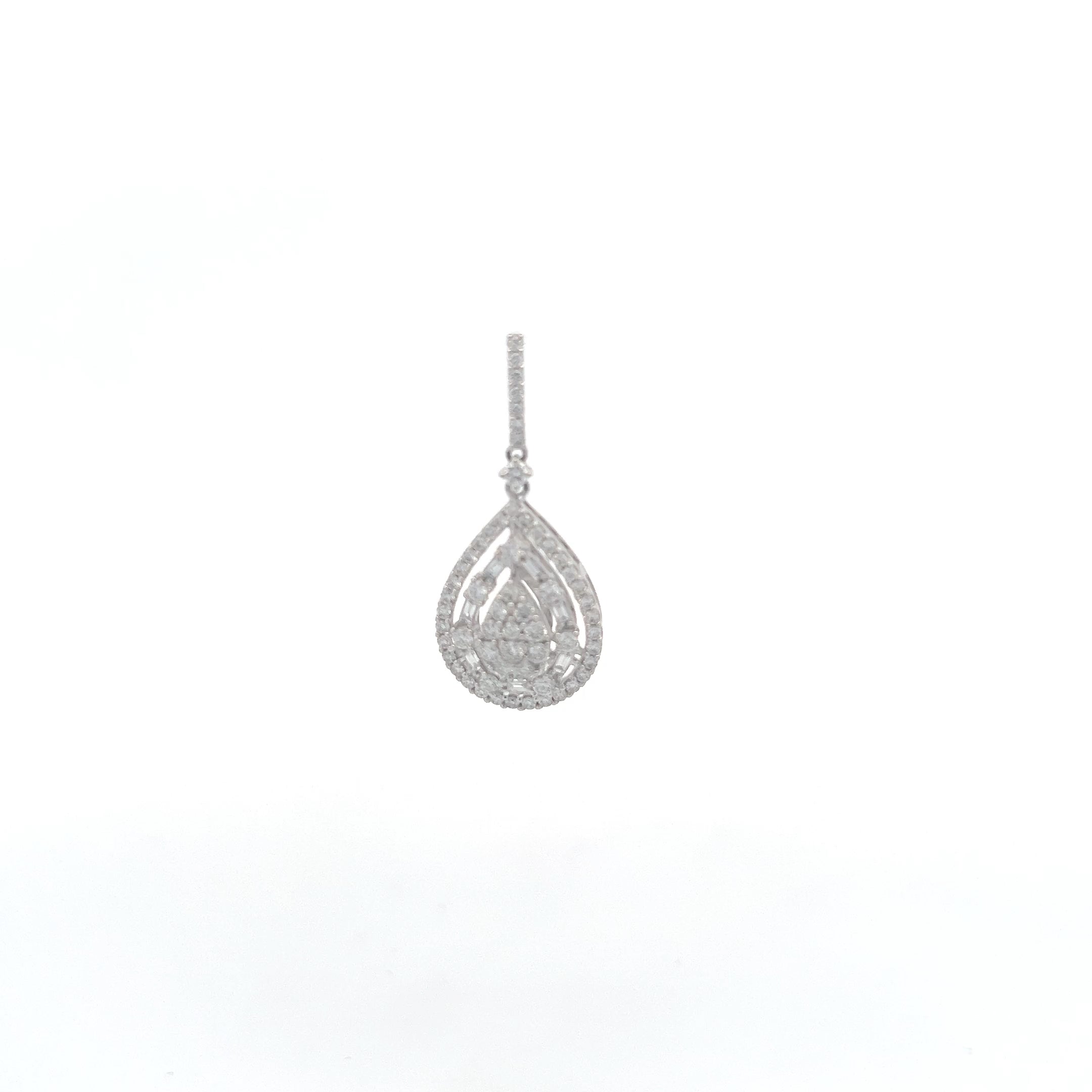 14K White Gold 0.79 cttw White Diamond Pendant