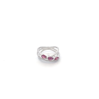 14K White Gold 0.66 cttw Pink Tourmaline and White Diamond Ring