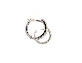 Argollas de doble banda con diamantes de 0,75 quilates en oro blanco de 10 quilates - 12 mm